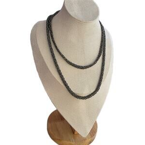 Bronze Milor Italy Black Gunmetal Thick Byzantine Chain 36” Long Necklace New